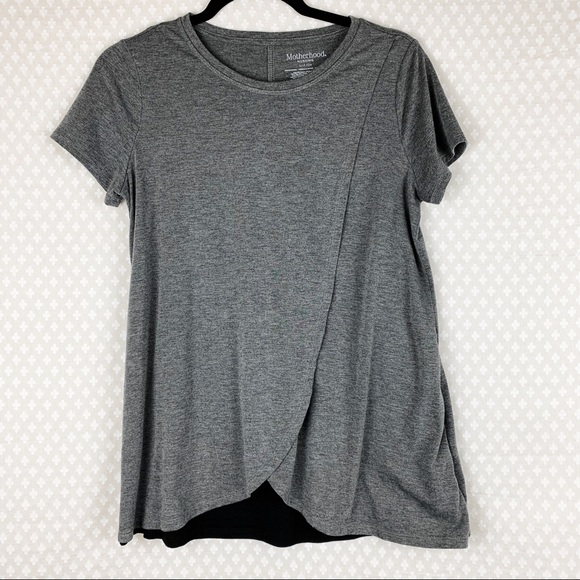 Motherhood Maternity Tops - Motherhood | grey and black wrap front nursing top